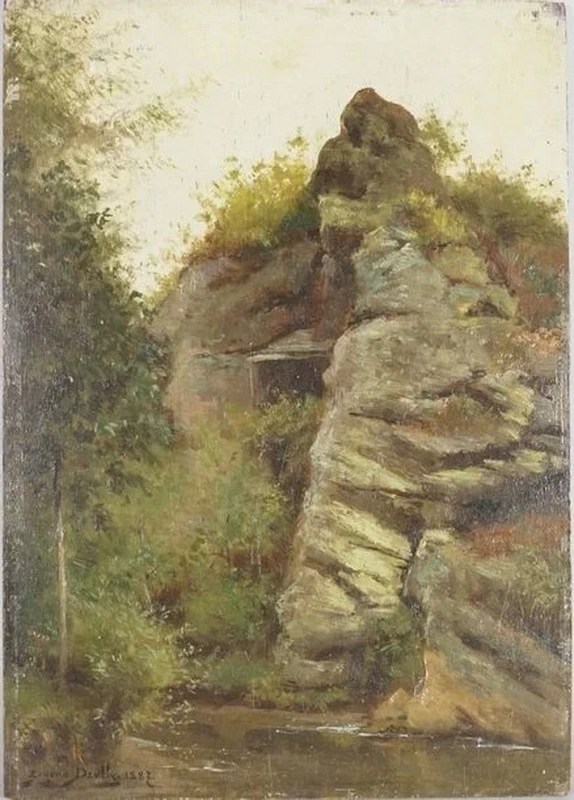 Eugène Auguste François Deully - Grotta vicino a un fiume